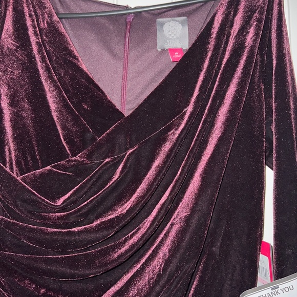 Vince Camuto long sleeve draped velvet dress - Picture 6 of 12